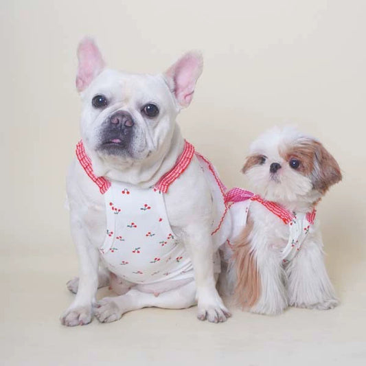 Cotton Red Houndstooth Cherry Shirt dogpinkcottonbowtiedressforchunkyfrenchbulldogs_4