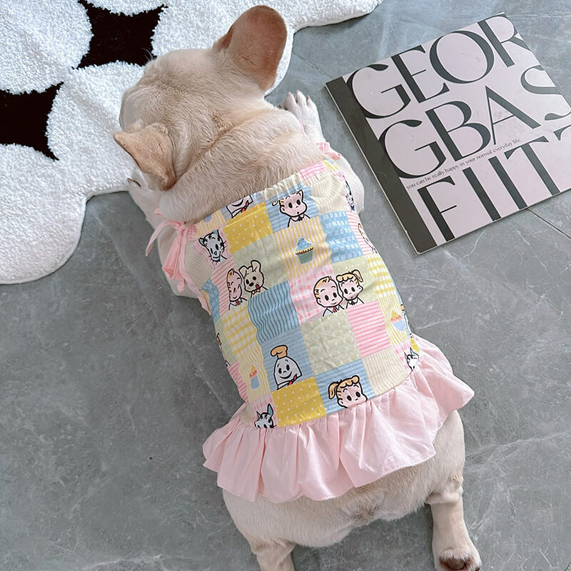 dog cartoon pink dress for small medium dogs by Frenchiely