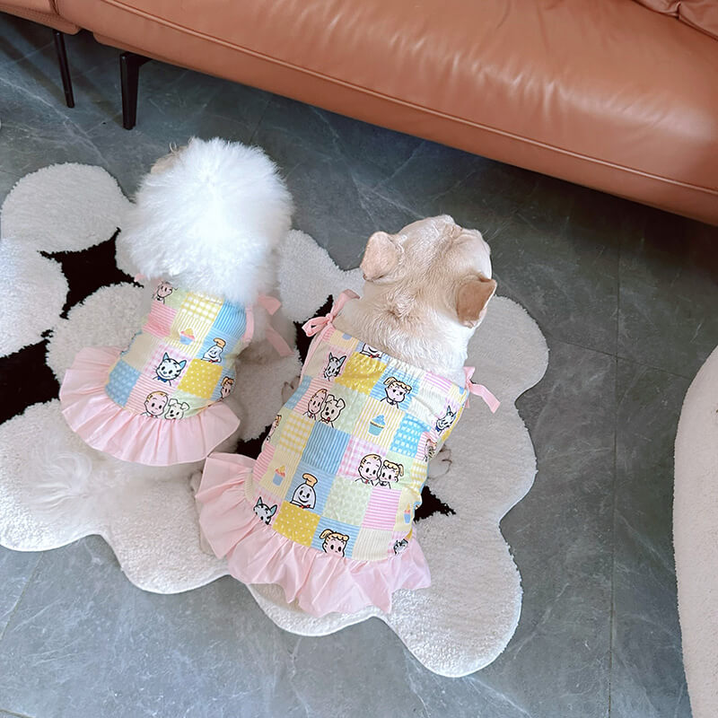 dog cartoon pink dress for small medium dogs by Frenchiely