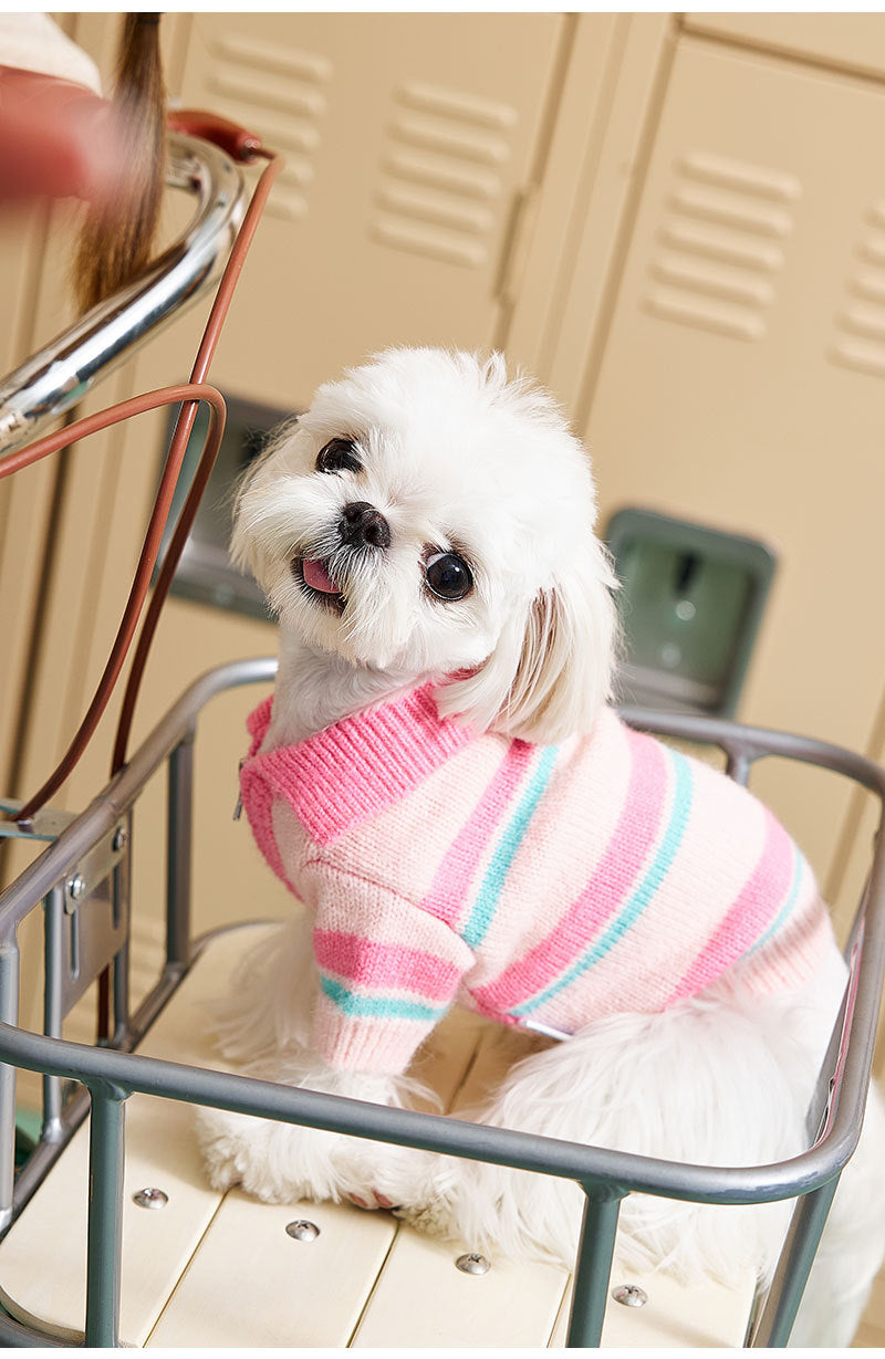 Dog Pink Plaid Zipperup Sweater for medium dog breeds by Frenchiely
