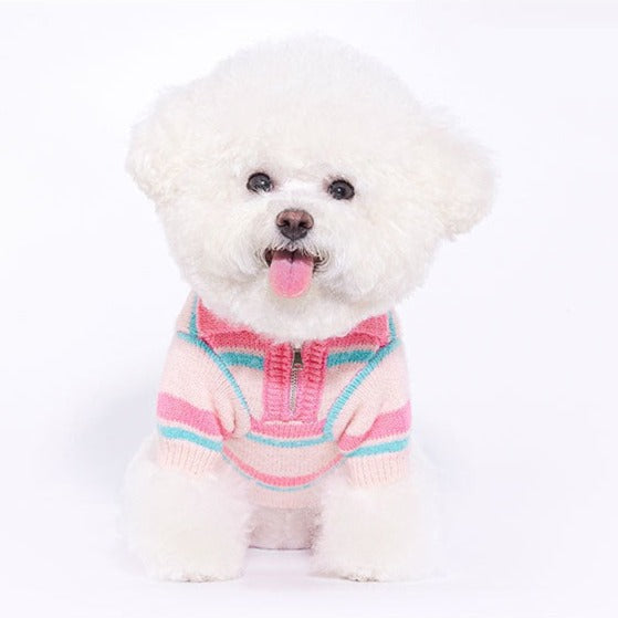 Dog Pink Plaid Zipperup Sweater for medium dog breeds by Frenchiely