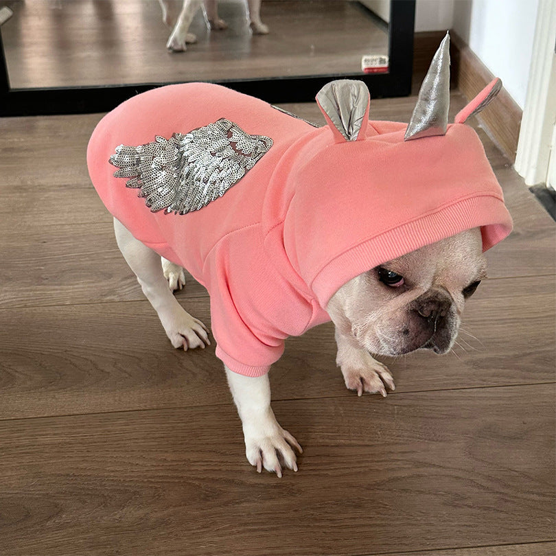 Dog Pink Unicorn Hoodie costume for medium dogs by Frenchiely.com