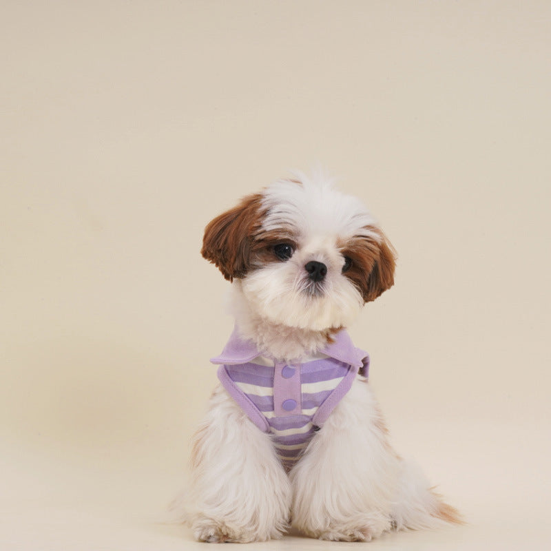 Dog Striped Polo Vest Shirt for small medium dogs by Frenchiely