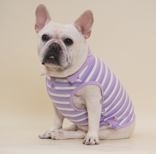 Dog Striped Polo Vest Shirt for small medium dogs by Frenchiely