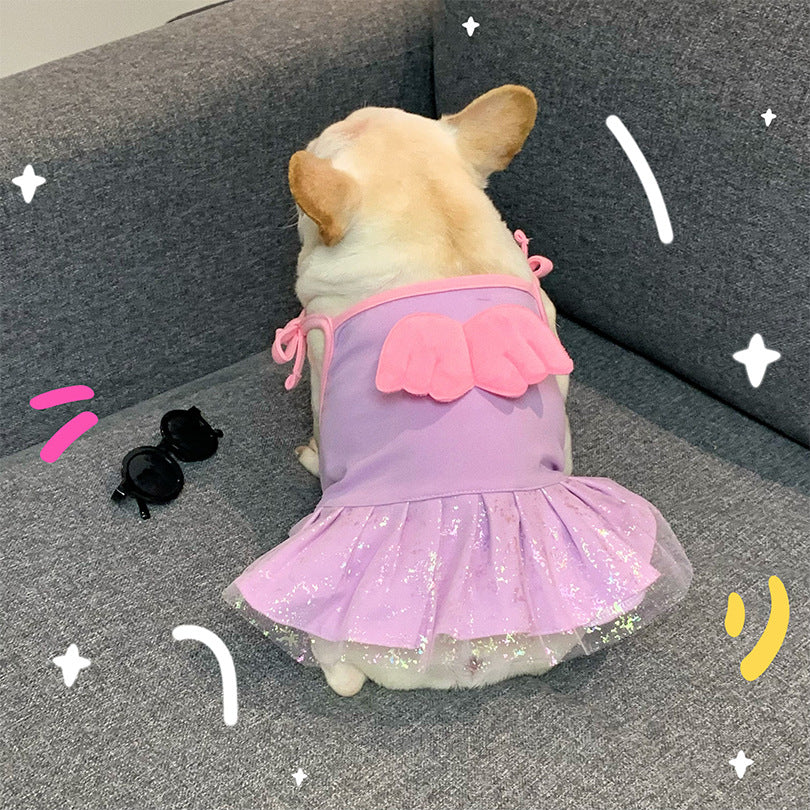 Dog Purple Tutu Dress with Angel Wings |Small Dog Cothes Boutique Frenchiely Dog Purple Tutu Dress with Angel Wings |Small Dog Cothes Boutique Frenchiely