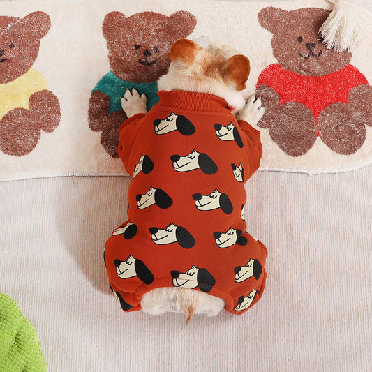 Dog Red Dog Onesie PJs for small medium dog breeds