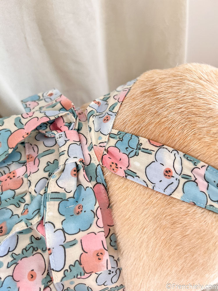 dog blue floral dress for small medium dogs by frenchiely