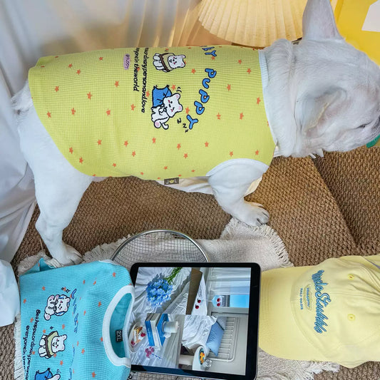 Breathable Waffle Lucky Puppy Shirt dogsummerwaffleshirtformediumdogbreeds_9