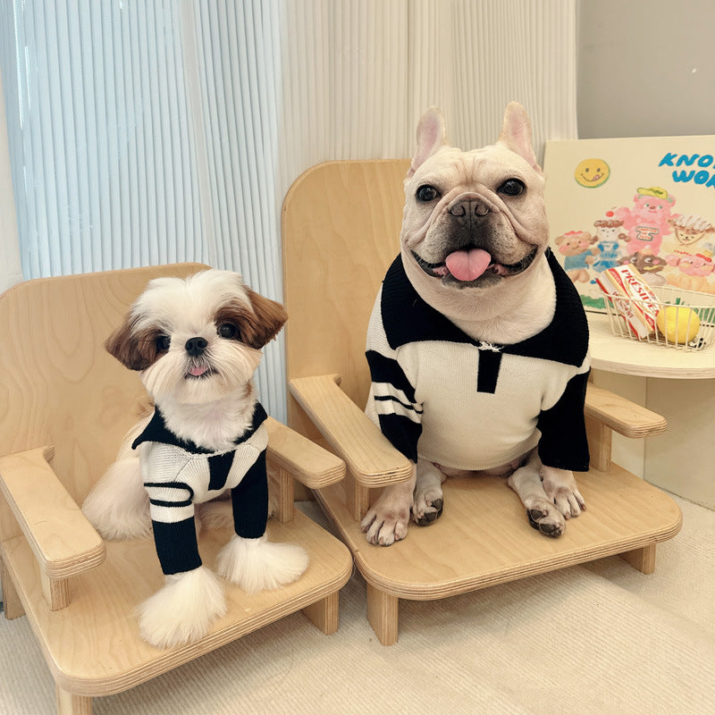 Dog Black & White Zipperup Sweater - Frenchiely