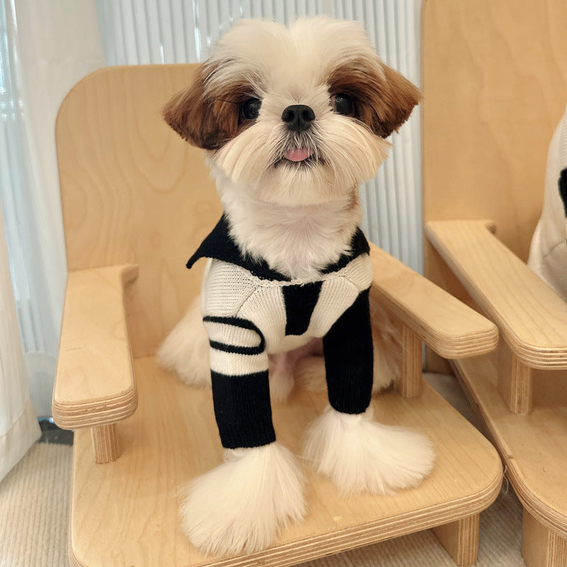 Dog Black & White Zipperup Sweater - Frenchiely