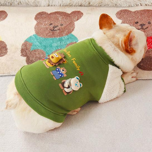 Warm Sweatshirt ' Zoo Family' dogwhiteandgreenpulloversweaterforsmallmediumdogsbyFrenchiely_8