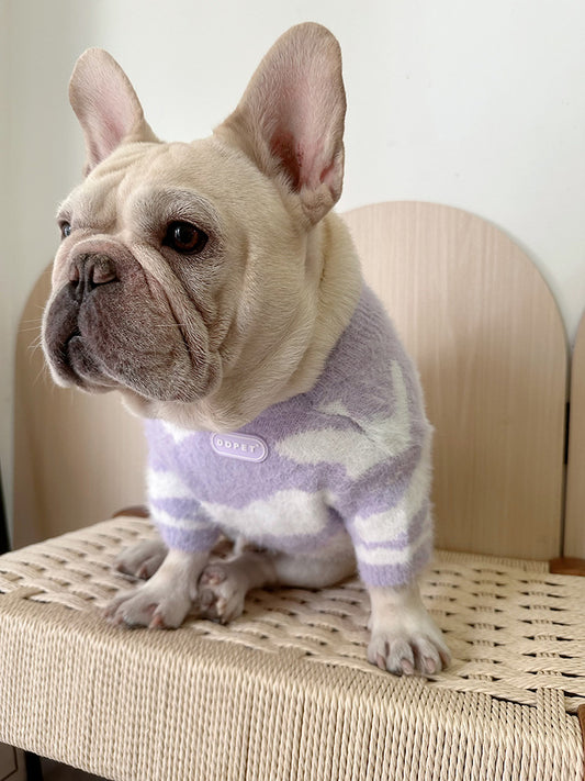 Purple White Warm Sweater for Medium Dogs by Frenchiely