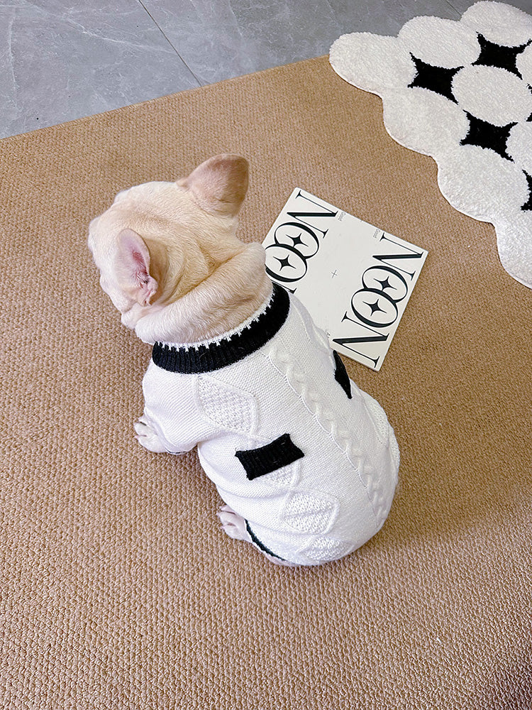 dog white flower cardigan sweater for medium dog breeds by Frenchiely