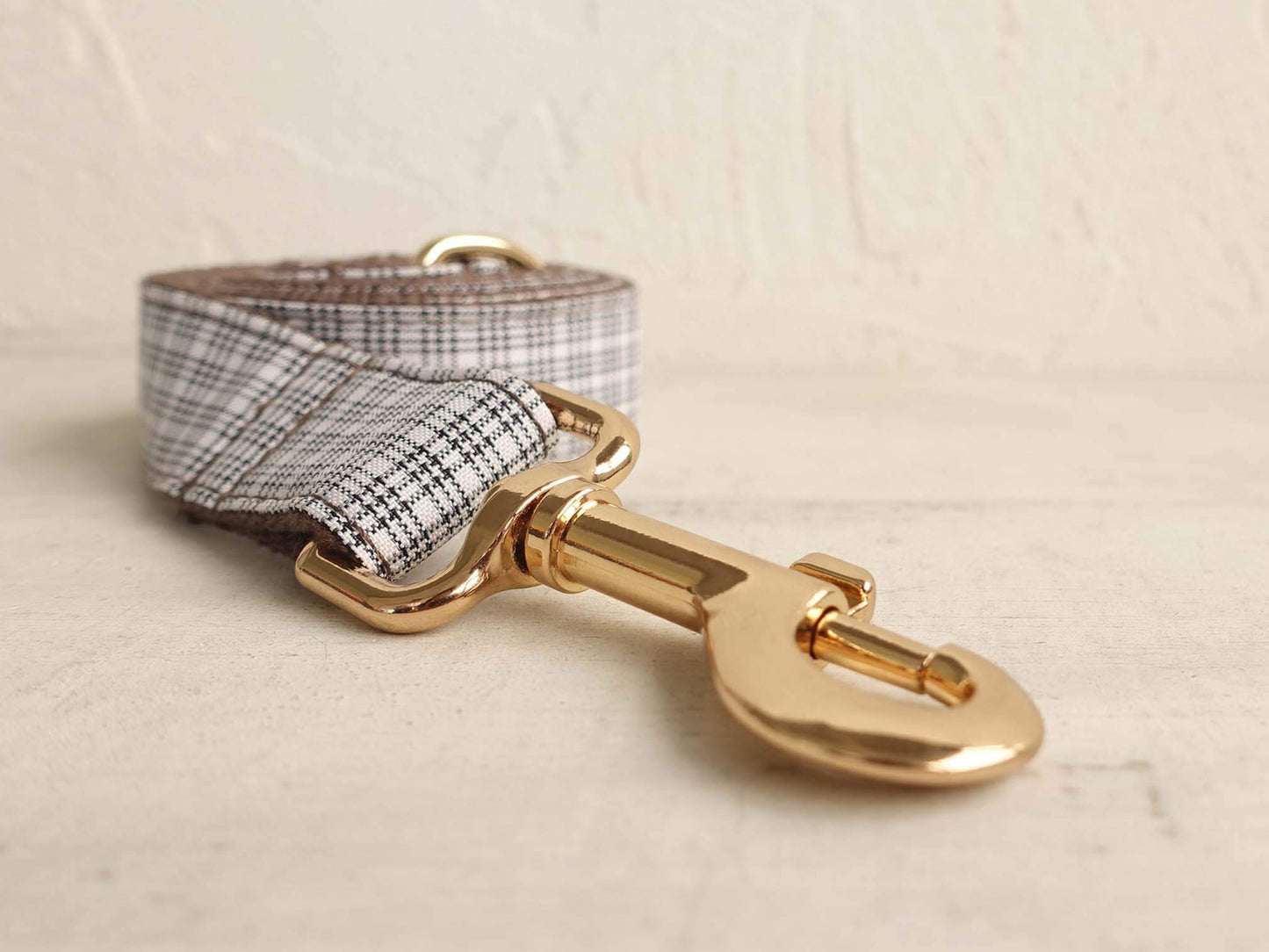 Dog White Plaid Collar Leash Set - Frenchiely