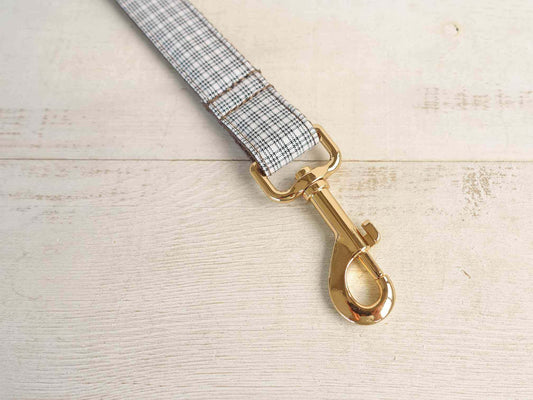 Dog White Plaid Leash - Frenchiely