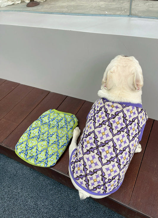 Dog Purple Sweater Vest with Fleece Lined for Medium Dogs By Frenchiely