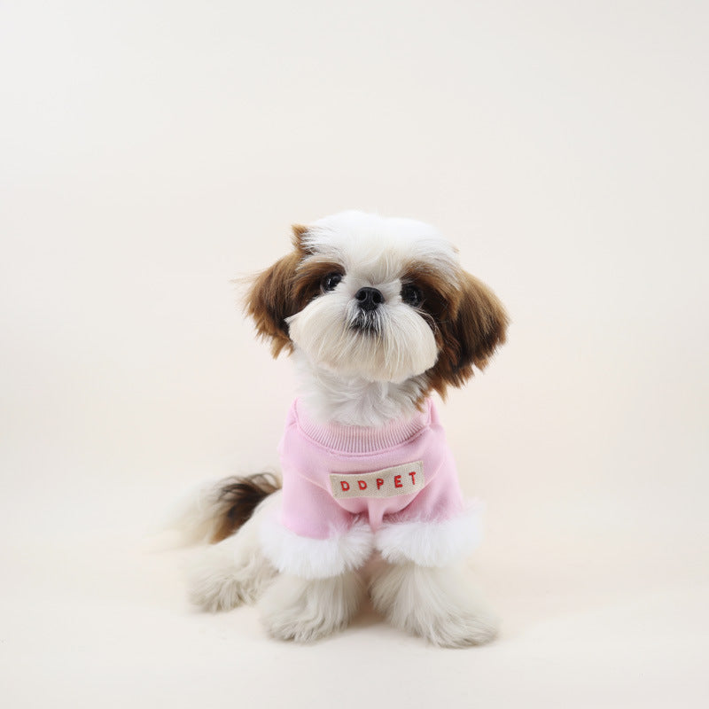 Dog Winter Warm Pullover Pink Sweater for medium dog breeds by Frenchiely