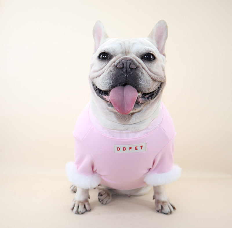 Dog Winter Warm Pullover Pink Sweater for medium dog breeds by Frenchiely