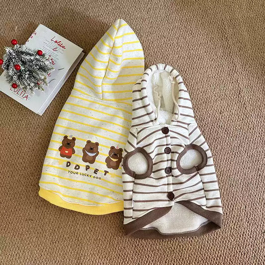 Bear Stripe Hooded Coat