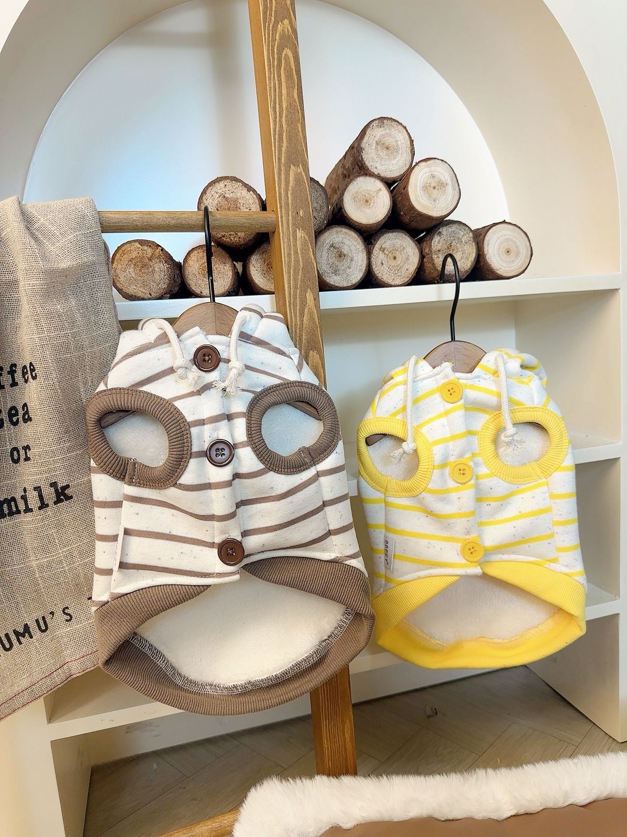 Bear Stripe Hooded Coat