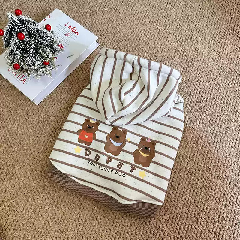 Bear Stripe Hooded Coat dogwinterwarmhoodedcoatformediumdogsbyFrenchiely_5