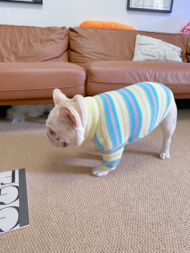 Dog Striped Pullover Sweater for medium dog breeds by Frenchiely