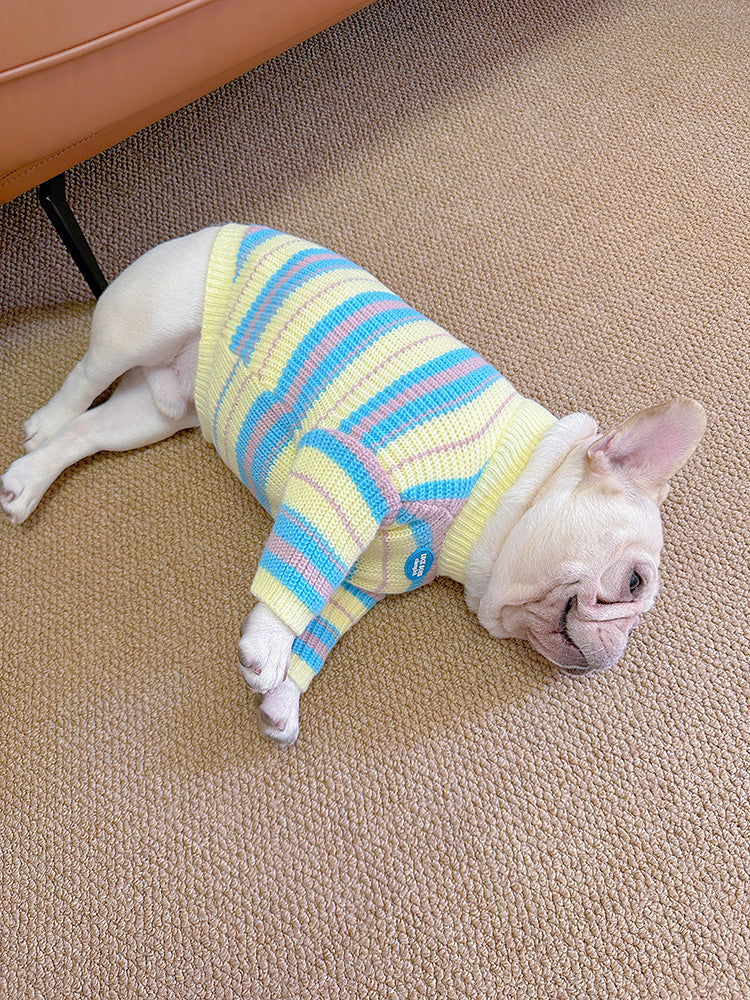 Dog Striped Pullover Sweater for medium dog breeds by Frenchiely