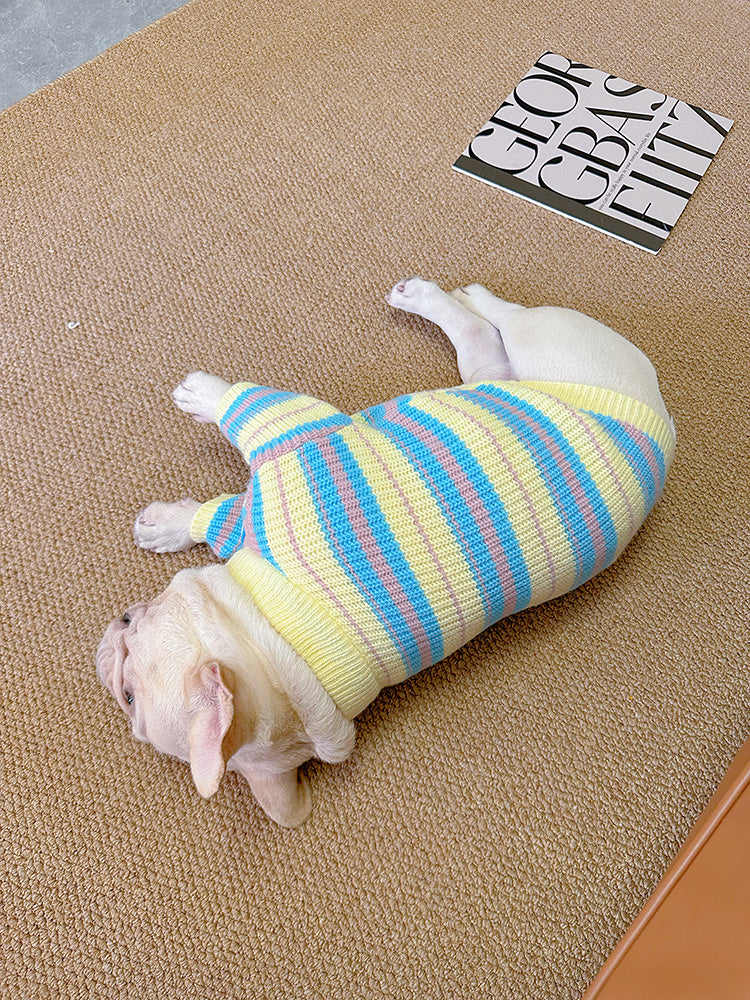 Dog Striped Pullover Sweater for medium dog breeds by Frenchiely