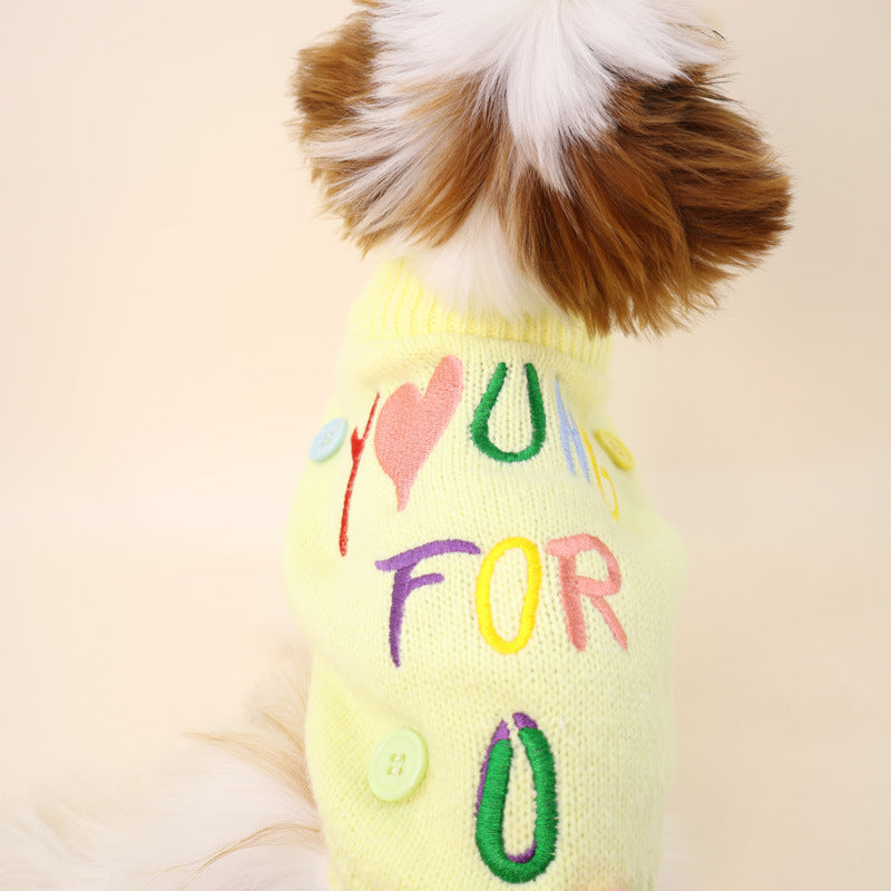 Dog Yellow 'Young For U' Sweater with heart pattern