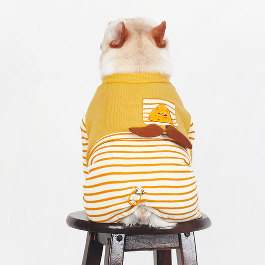 Yellow Stripe Onesie PJs Jammies for frenchtons by frenchiely.com