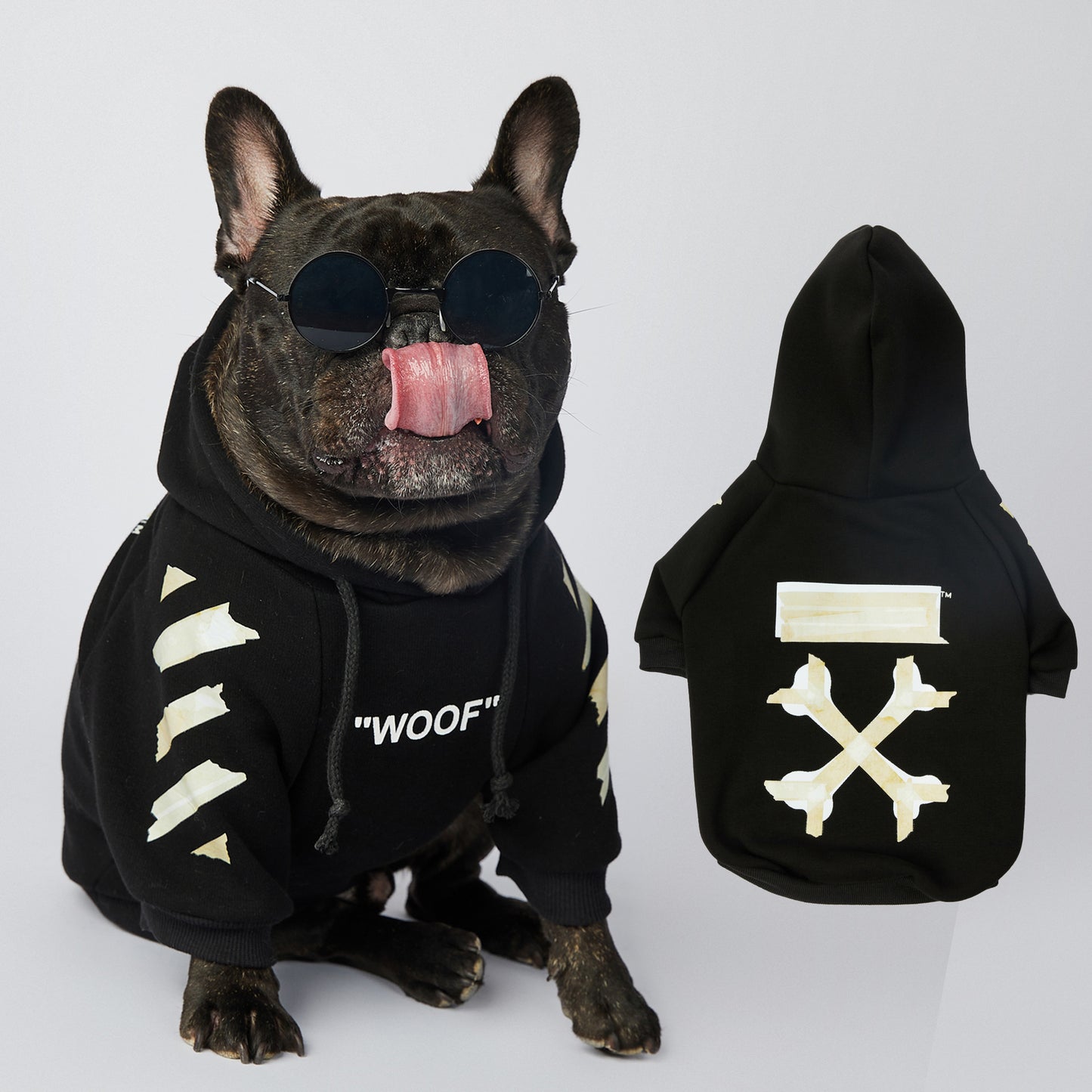 Dog Black and Beige Woof Hoodie - Frenchiely