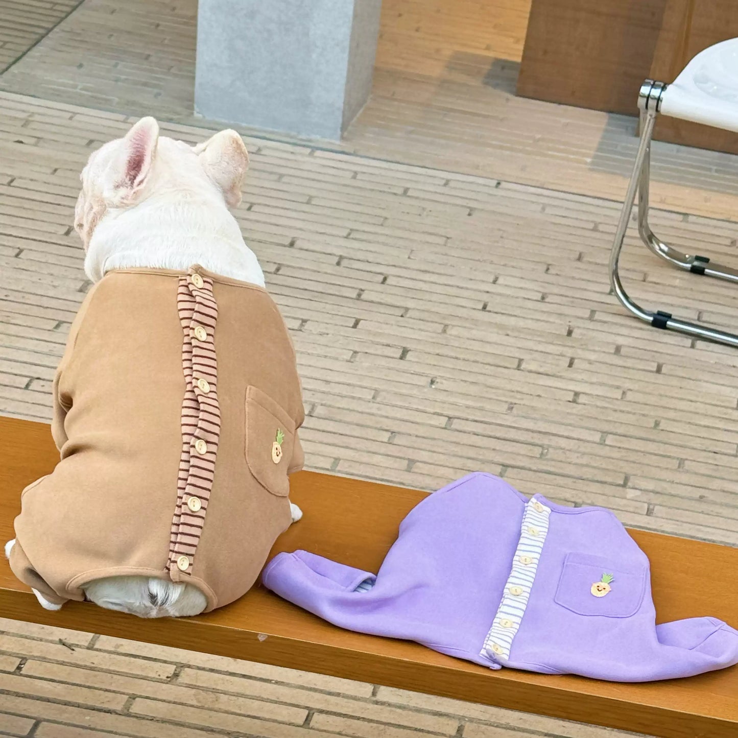 warm onesie pajamas for small medium dogs by frenchiely.com