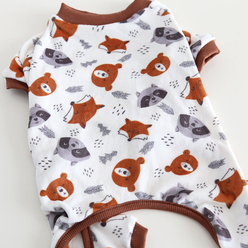 Dog Winter Onesie PJs with Fox Print - Frenchiely