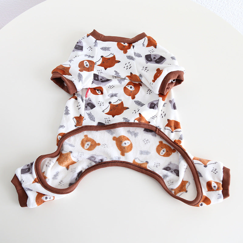 Dog Winter Onesie PJs with Fox Print - Frenchiely