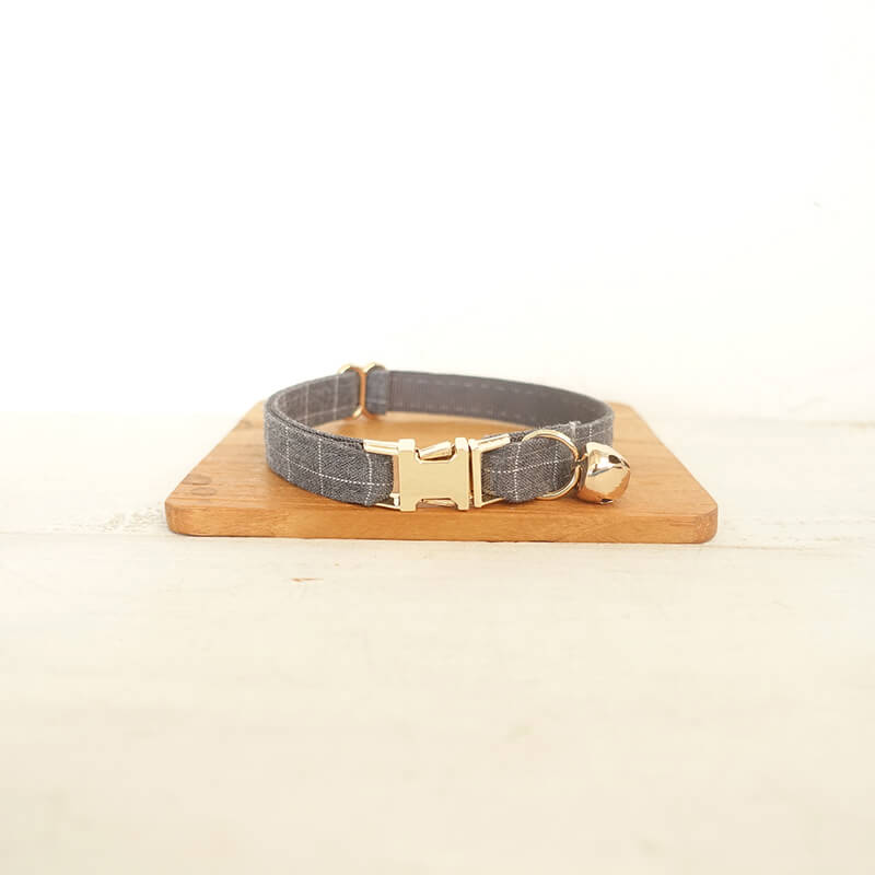 Grey Plaid Cat Collar - Frenchiely