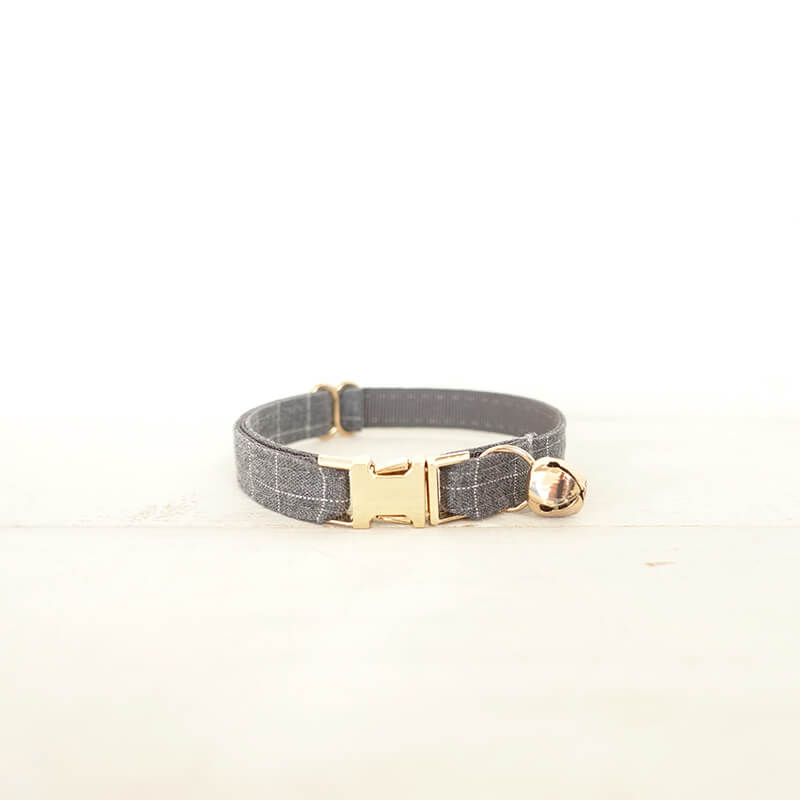 Grey Plaid Cat Collar - Frenchiely