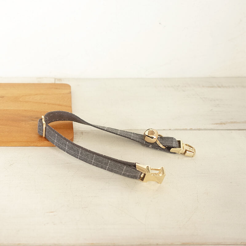 Grey Plaid Cat Collar - Frenchiely