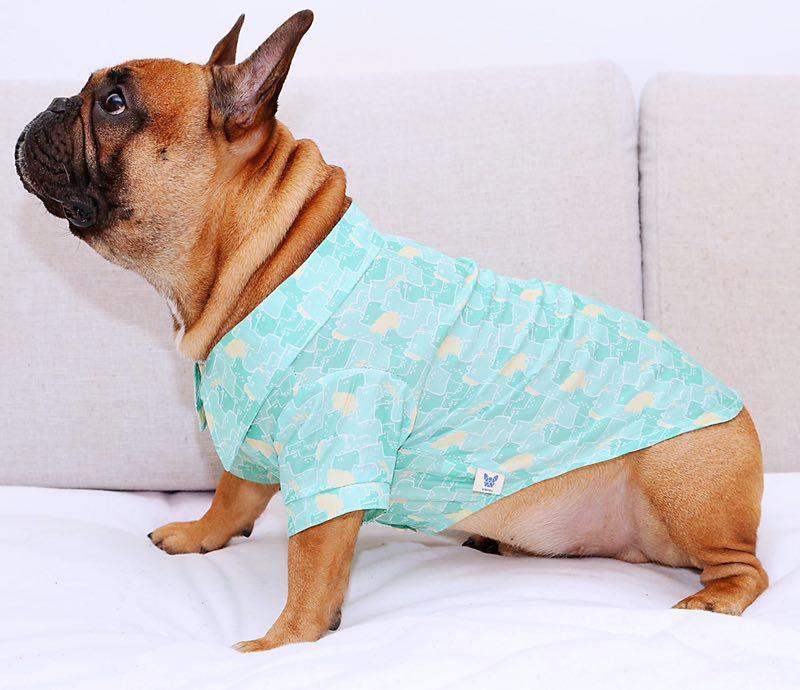 Dog Green Hawaii tshirts for French Bulldogs - Frenchiely