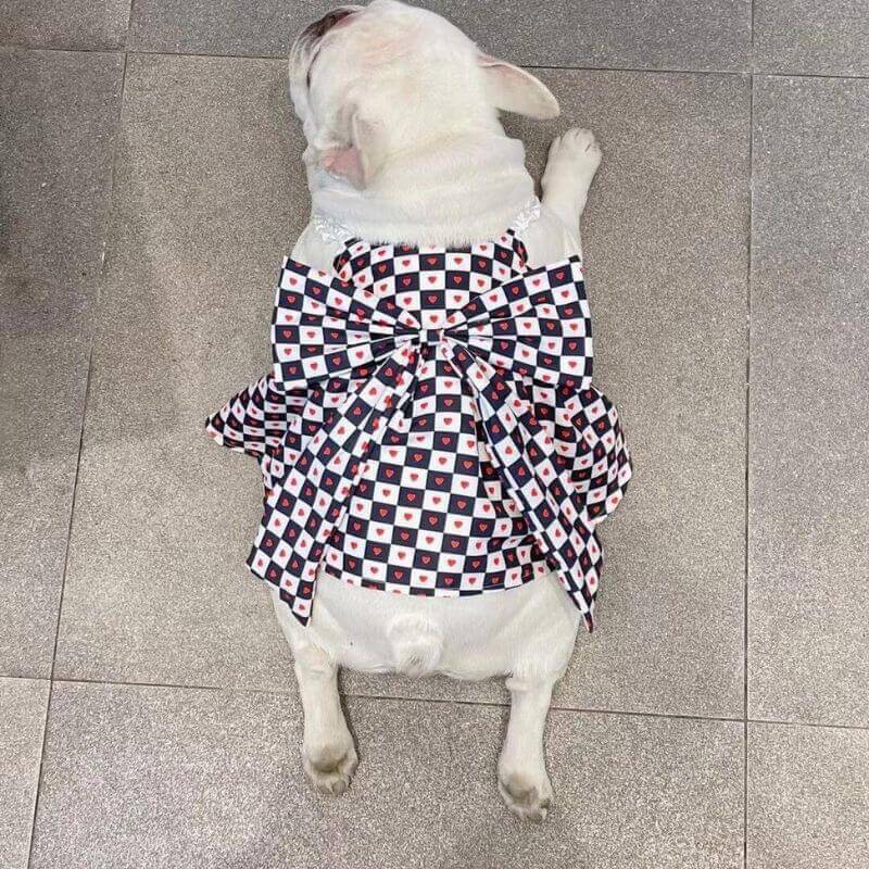 Dog Red Bow Tie Dress FOR FRENCH BULLDOGS BY FRENCHIELY