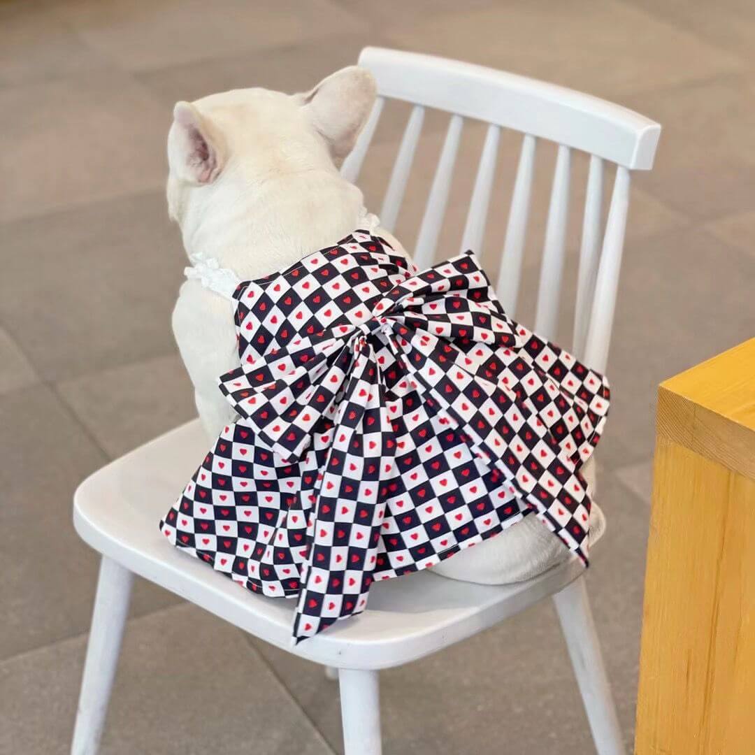 Dog Red Bow Tie Dress FOR FRENCH BULLDOGS BY FRENCHIELY