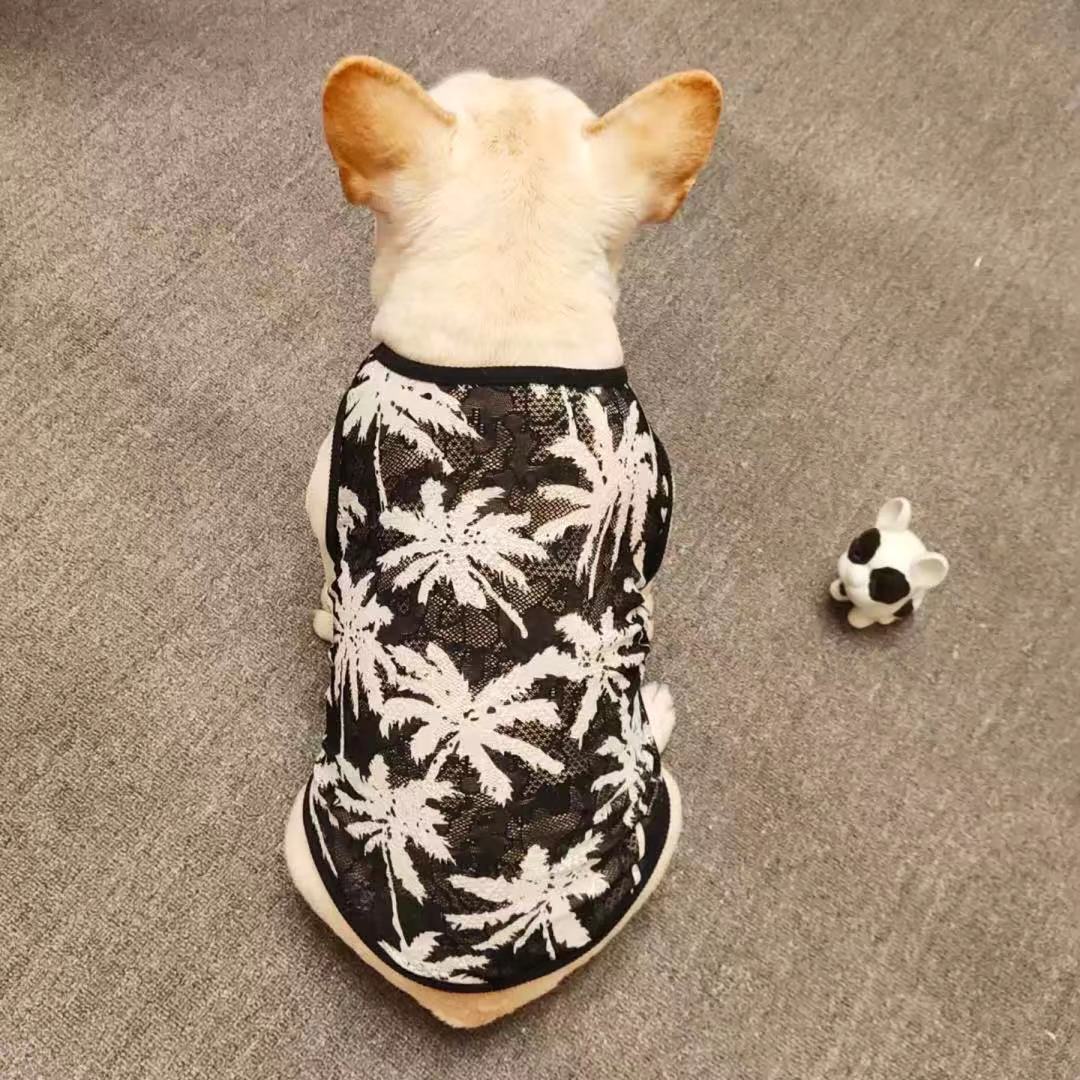 Dog Black Mesh Palm Tree Shirt - Frenchiely