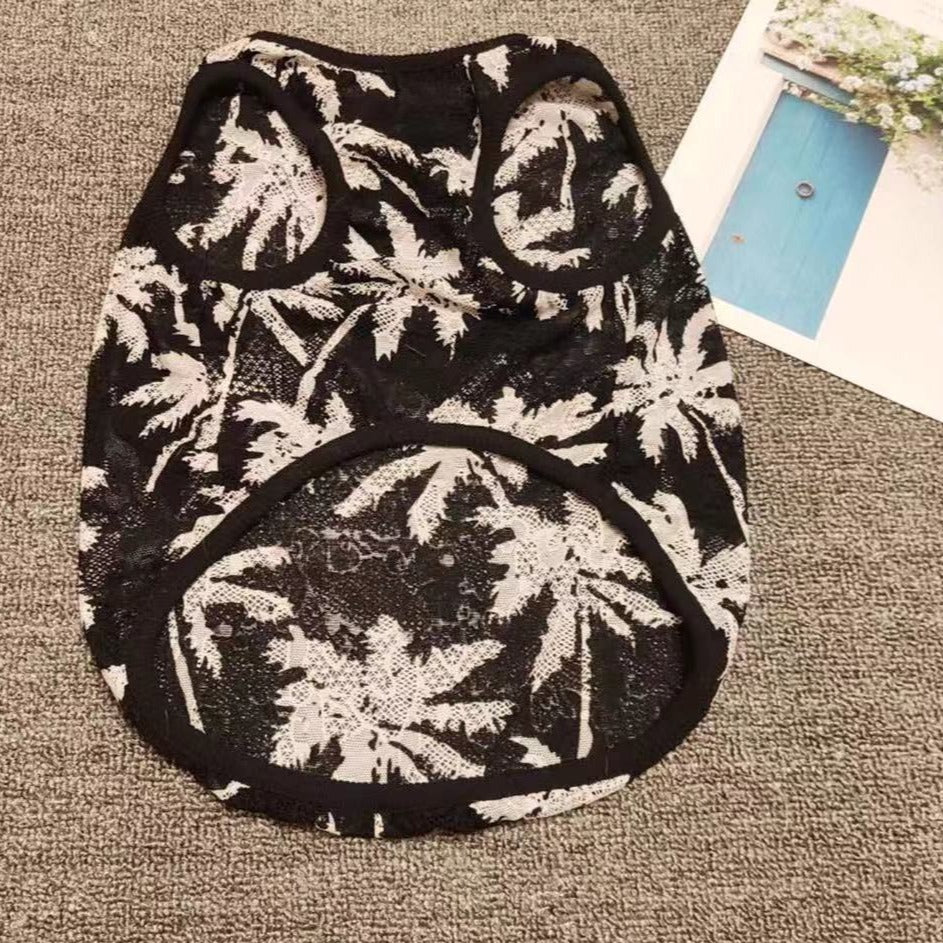 Dog Black Mesh Palm Tree Shirt - Frenchiely