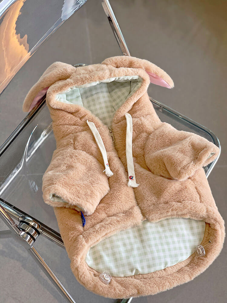 Dog Pink Bunny Zipper Up Coat for small meidum dogs by Frenchiely