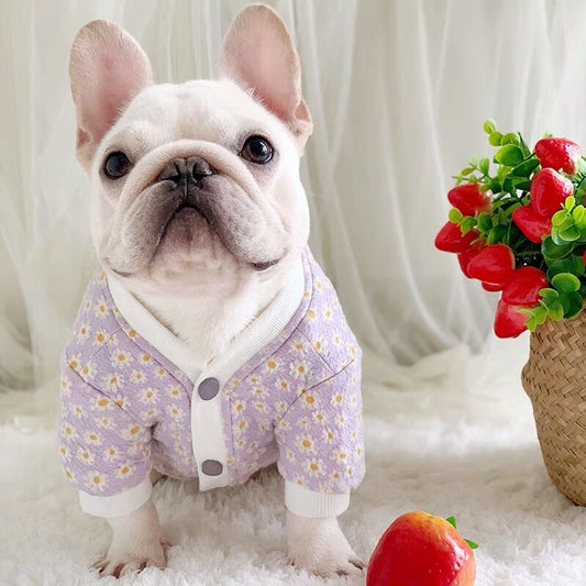 Dog Purple Floral Coat for Medium Large Dogs by Frenchiely 01