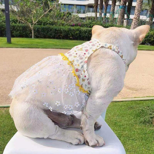 Dog Summer Light Yellow Suspenders Dress