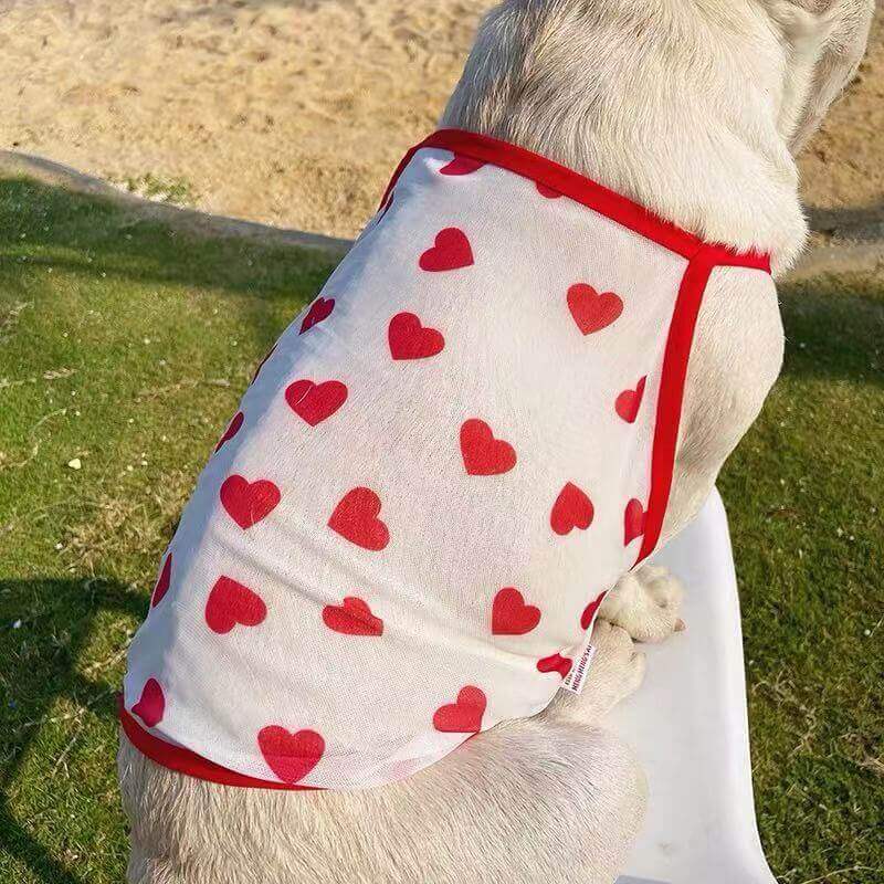 Dog Summer Sunscreen Heart Prints Shirts- Frenchiely