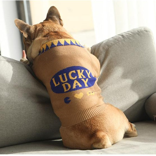 Dog V-neck Sweater Jumper ' Lucky Day' by Frenchiely 013