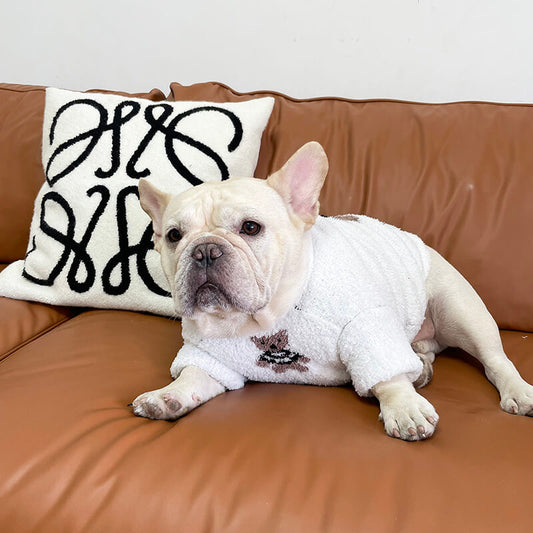 Dog White Sweater with Bear Pattern for small medium dogs by Frenchiely
