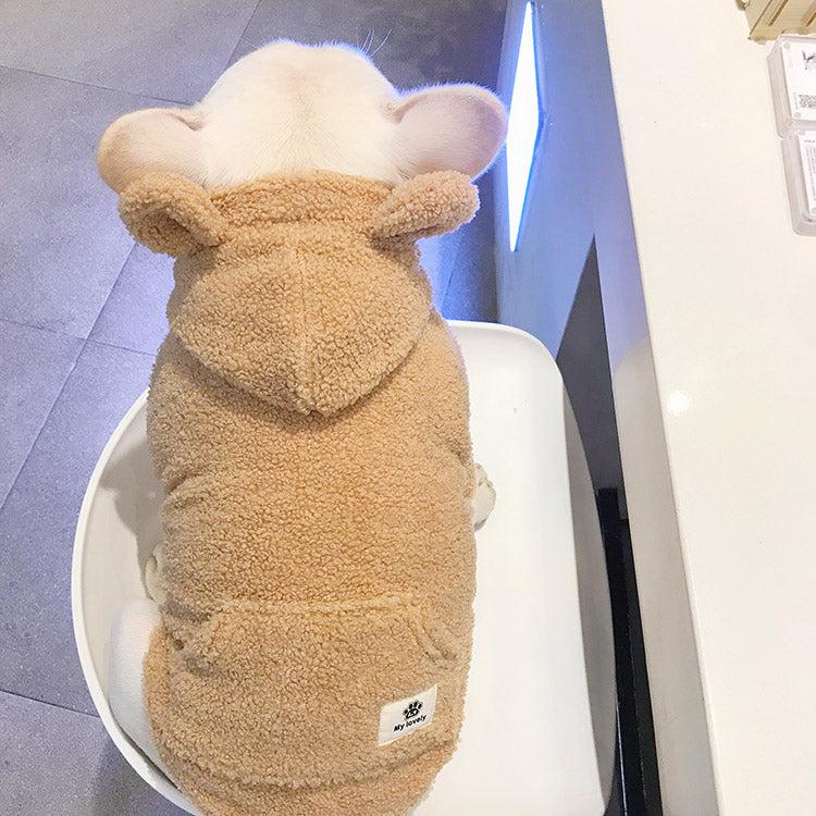 Fluffy Hoodie Coat with Pocket for Medium Dogs - Frenchiely