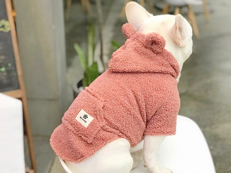 Fluffy Hoodie Coat with Pocket for Medium Dogs - Frenchiely